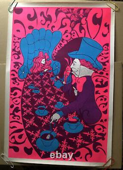 Alice In Wonderland Blacklight Poster Mad Hatter Steve Sachs Cathy Hill 1960s