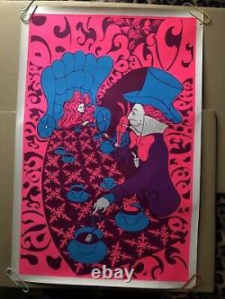 Alice In Wonderland Blacklight Poster Mad Hatter Steve Sachs Cathy Hill 1960s