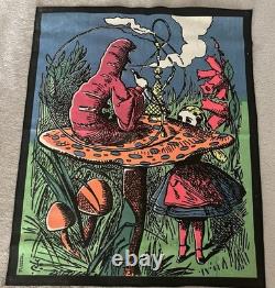 Alice In Wonderland Tapestry 1970 Black Light Fabric Poster 23 x 29