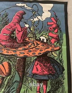 Alice In Wonderland Tapestry 1970 Black Light Fabric Poster 23 x 29