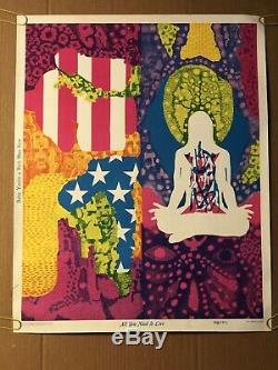 All You Need Is Love Beatles Original Vintage Poster Music Blacklight 1960s
