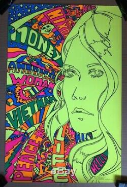 American Woman Original Vintage Blacklight Poster Third Eye Inc 1970 Psychedelic