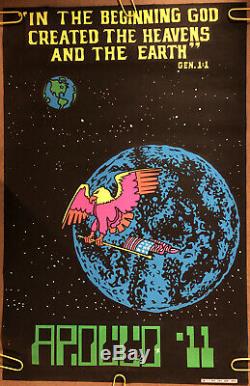 Apollo 11 Original Vintage Blacklight Poster Moon Landing NASA 1969 Pro Arts 60s