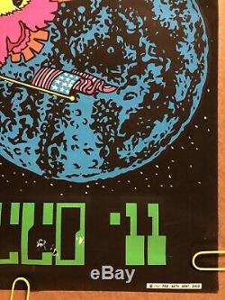 Apollo 11 Original Vintage Blacklight Poster Moon Landing NASA 1969 Pro Arts 60s