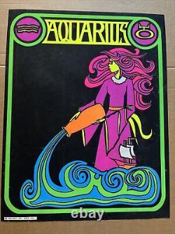 Aquarius original vintage poster blacklight zodiac Signs astrology Pro arts 1969