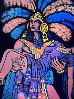 Aztec Sacrifice 1975 Blacklight Velvet Poster