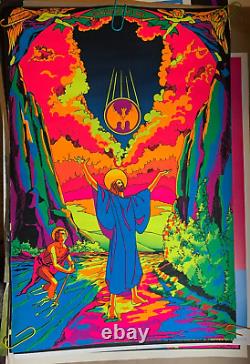 BAPTISM OF JESUS 1971 VINTAGE BLACKLIGHT POSTER By THE THIRD EYE -NICE! #7002