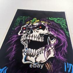 BLACK LIGHT POSTER Skull Crown Lich #1749 1997 23x35 Velvet Flocked Vintage