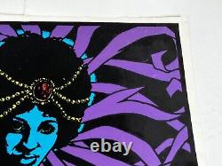 BLACK MAGIC WOMAN Flocked Blacklight Vintage Poster 1971 Black Power Pride BLM
