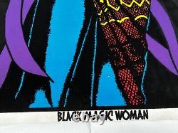 BLACK MAGIC WOMAN Flocked Blacklight Vintage Poster 1971 Black Power Pride BLM