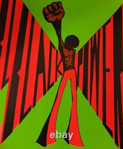 BLACK POWER DetRetro313 #100 BLACKLIGHT POSTER MUSEUM PIECE ZASH MJB 33 X 21