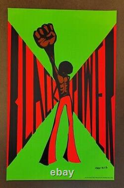 BLACK POWER DetRetro313 #100 BLACKLIGHT POSTER MUSEUM PIECE ZASH MJB 33 X 21