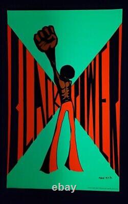 BLACK POWER DetRetro313 #100 BLACKLIGHT POSTER MUSEUM PIECE ZASH MJB 33 X 21