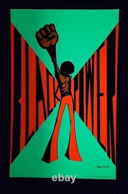 BLACK POWER DetRetro313 #100 BLACKLIGHT POSTER MUSEUM PIECE ZASH MJB 33 X 21
