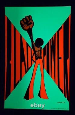 BLACK POWER DetRetro313 #100 BLACKLIGHT POSTER MUSEUM PIECE ZASH MJB 33 X 21