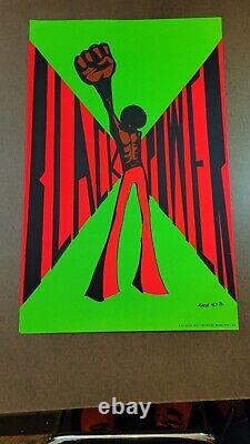 BLACK POWER DetRetro313 #100 BLACKLIGHT POSTER MUSEUM PIECE ZASH MJB 33 X 21