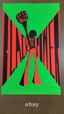 BLACK POWER DetRetro313 #100 BLACKLIGHT POSTER MUSEUM PIECE ZASH MJB 33 X 21