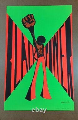BLACK POWER DetRetro313 #100 BLACKLIGHT POSTER MUSEUM PIECE ZASH MJB 33 X 21