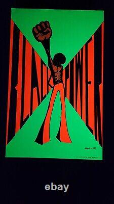 BLACK POWER DetRetro313 #100 BLACKLIGHT POSTER MUSEUM PIECE ZASH MJB 33 X 21