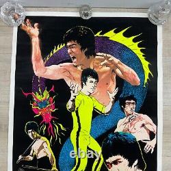 BRUCE LEE Vintage Flocked Blacklight Poster Kung Fu King Martial Arts 1981 P4