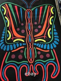 BUTTERFLY Psychedelic Blacklight Poster Flocked DREAM MERCHANTS BY DEMAINE