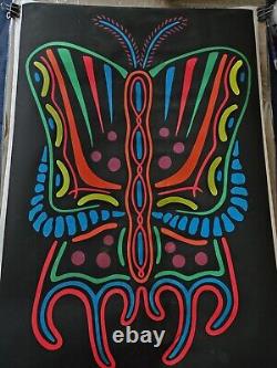 BUTTERFLY Psychedelic Blacklight Poster Flocked DREAM MERCHANTS BY DEMAINE