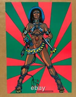 Barbara Vintage Poster Blacklight Pro Arts 1977 Warrior Woman Velvet 1970s
