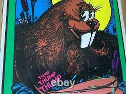 Be Kind To Animals, Kiss A Beaver 1973 Vintage Blacklight Nos Flocked Poster