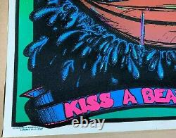 Be Kind To Animals, Kiss A Beaver 1973 Vintage Blacklight Nos Flocked Poster