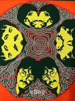 Beatles Mandala Original Vintage Blacklight Poster Psychedelic Miller Sirkia 60s