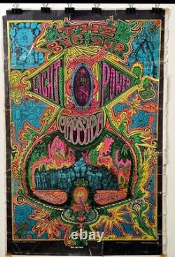 Big Sur Light Power Crusade Vintage 1968 Blacklight Headshop Poster 23 x 35