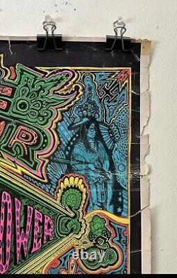 Big Sur Light Power Crusade Vintage 1968 Blacklight Headshop Poster 23 x 35