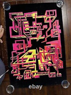 Black Light Pink And Yellow Poster Maze, Trippy, Vintage, Collectible