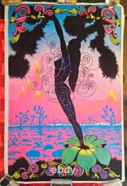 Black Light Poster, Velvet Desert Blossom 1970s, Vintage