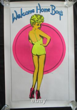 Black Light Poster Welcome Home Boys 1973 Joseph Petagno Rolled Mint Vintage