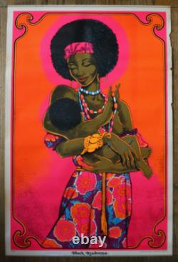Black Madonna 1972 AA Sales vintage black light screenprint poster