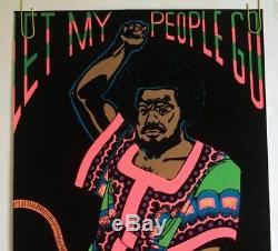 Black Moses Original Vintage Blacklight Poster 1970s Pin-up Let My People Go