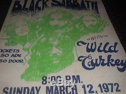 Black Sabbath Concert Poster Original Black Light 1972 Concert Poster