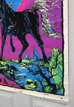 Black Stallion Rare Original Vintage 1975 Black Light Poster 23 x 35 Velvet