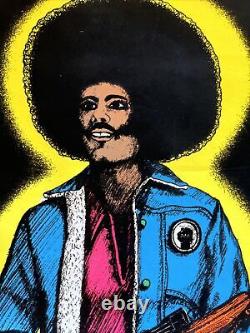 Black panther rifle 1970s original vintage poster blacklight Afro man