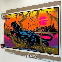Black panther vintage blacklight poster 1973 pro arts velvet flocked 28 X 20