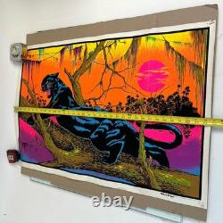 Black panther vintage blacklight poster 1973 pro arts velvet flocked 28 X 20