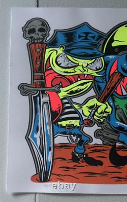 Blacklight Dirty Donny Motorcycle Print Poster Ed Roth /100 Rat Fink 11.5x30