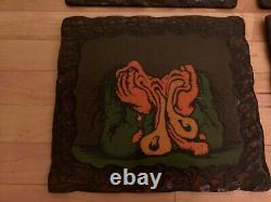 Blacklight Poster Vintage STONED AGIN lacquered 6 panel R. Crumb RARE head shop