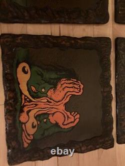 Blacklight Poster Vintage STONED AGIN lacquered 6 panel R. Crumb RARE head shop
