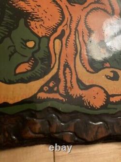 Blacklight Poster Vintage STONED AGIN lacquered 6 panel R. Crumb RARE head shop