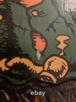 Blacklight Poster Vintage STONED AGIN lacquered 6 panel R. Crumb RARE head shop