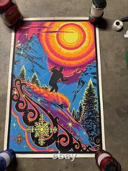Blacklight poster vintage 1970 Sunrise skiier 23x 35 used no returns accepted