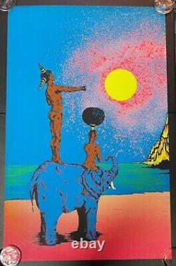 Blossom African Elephant blacklight poster VTG 1972 Zinder Pro Arts unused 21x33