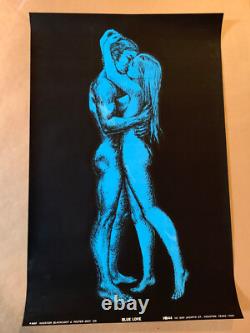 Blue Love 1969 Vintage Original Blacklight Poster 21x33 Houston Blacklight